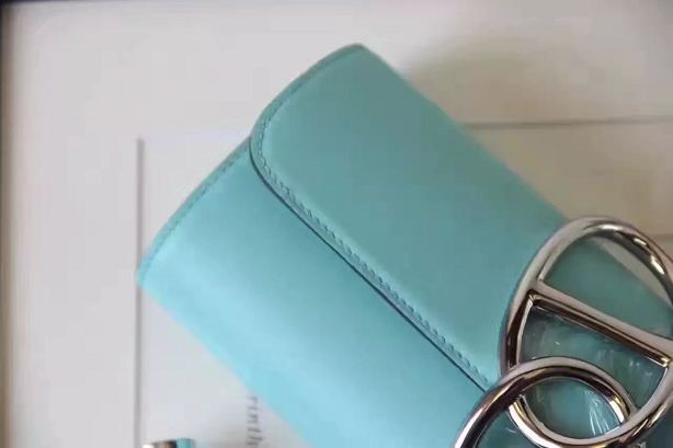 Hermes original calfskin handmade egee clutch E001 lake blue