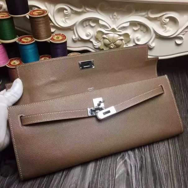  hermes original epsom leather kelly cut 31 clutch H031 brown