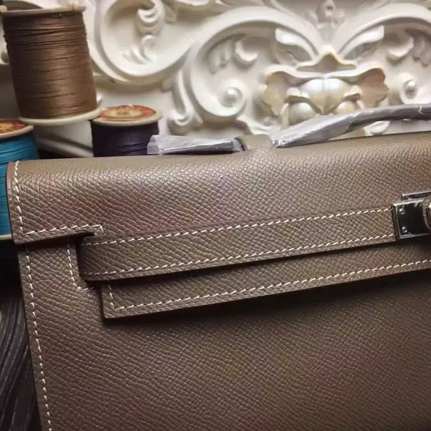  hermes original epsom leather kelly cut 31 clutch H031 brown