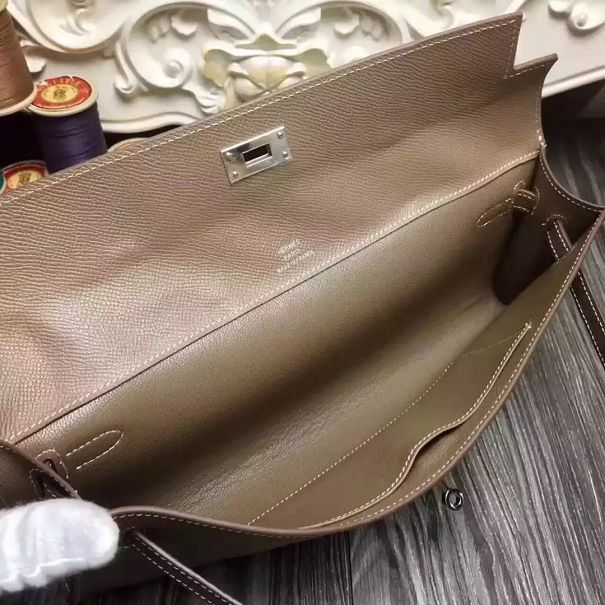  hermes original epsom leather kelly cut 31 clutch H031 brown