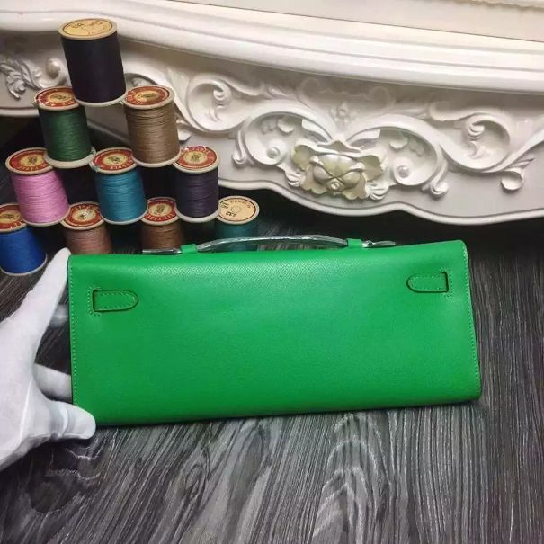 hermes original epsom leather kelly cut 31 clutch H031 green