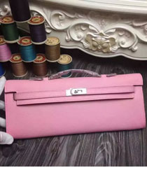 hermes original epsom leather kelly cut 31 clutch H031 pink