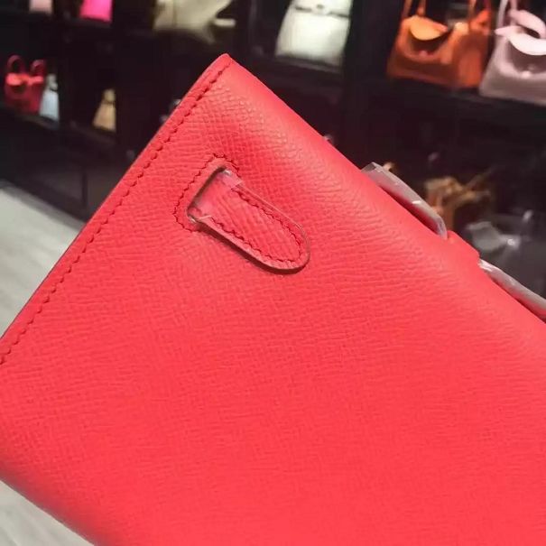 hermes original epsom leather kelly cut 31 clutch H031 red