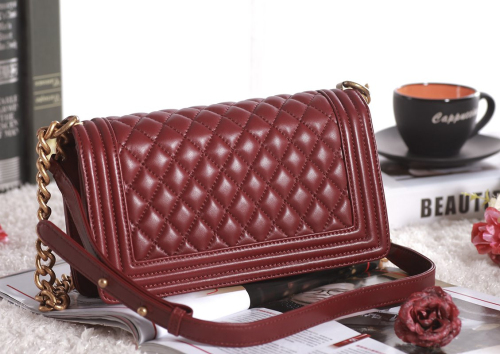 CC original lambskin le boy flap bag medium 67086 burgundy