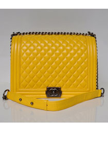 CC original lambskin jumbo le boy flap bag 67088 yellow