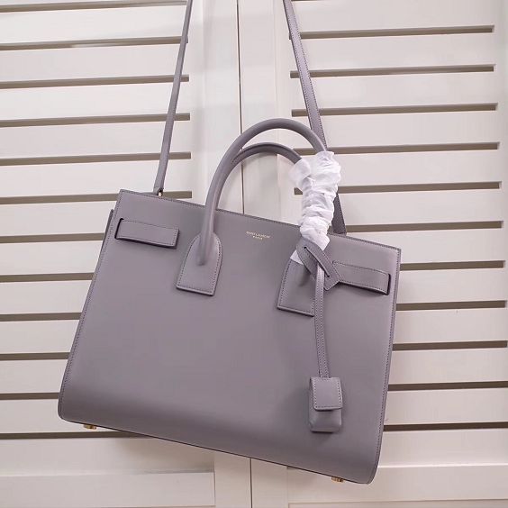 YSL original calfskin large sac de jour bag 324823 light gray