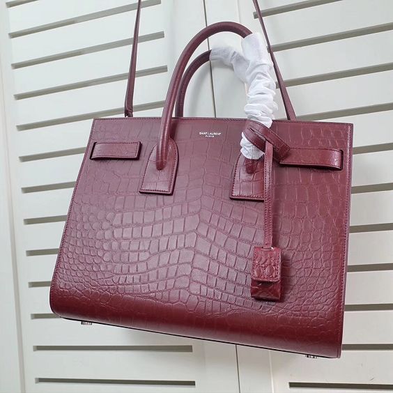 2017 ysl sac de jour bag in crocodile 378299 burgundy