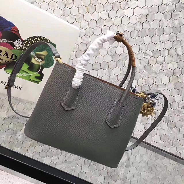 2017 prada medium saffiano lux tote original leather bag bn2755 gray&tan