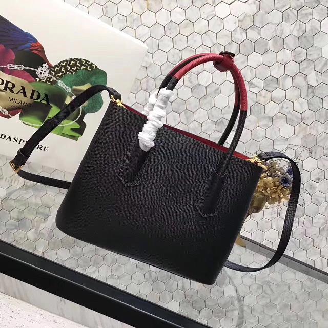 Prada saffiano lux tote original leather bag bn2756 black&red