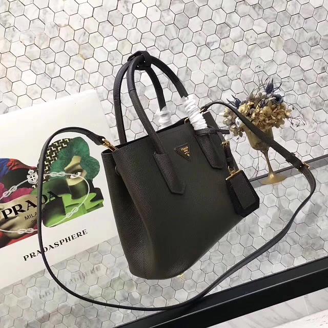 Prada small saffiano lux tote original leather bag bn2754 olive-green