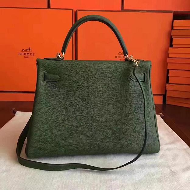 Hermes original togo leather kelly 28 bag K28 vert veronese