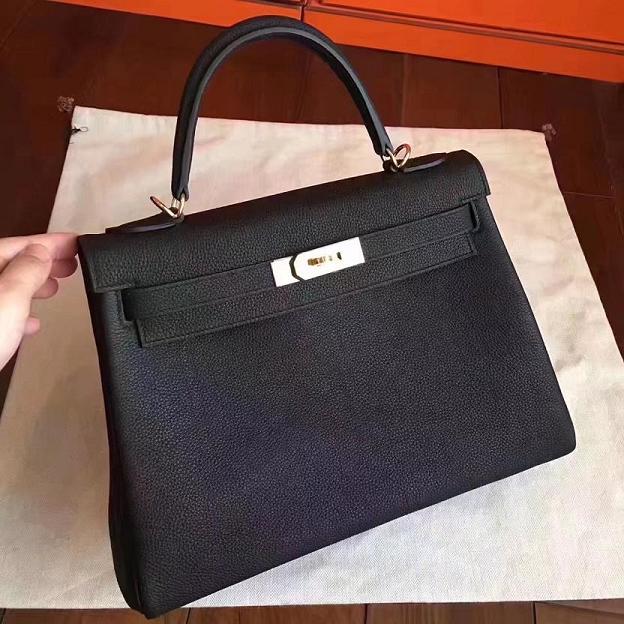 Hermes original togo leather kelly 28 bag K28 black