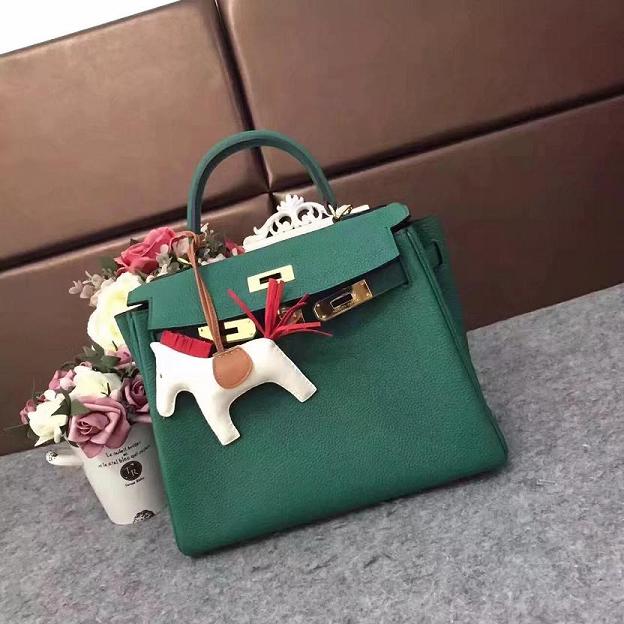 Hermes original togo leather kelly 28 bag K28 blackish green