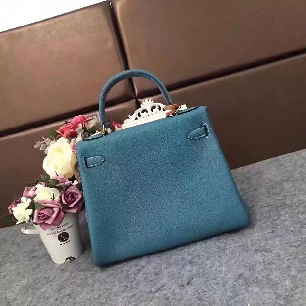 Hermes original togo leather kelly 28 bag K28 blue