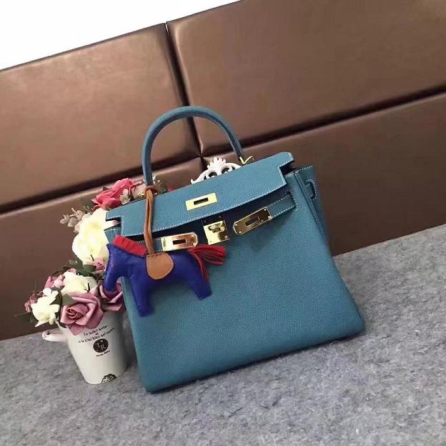 Hermes original togo leather kelly 28 bag K28 blue