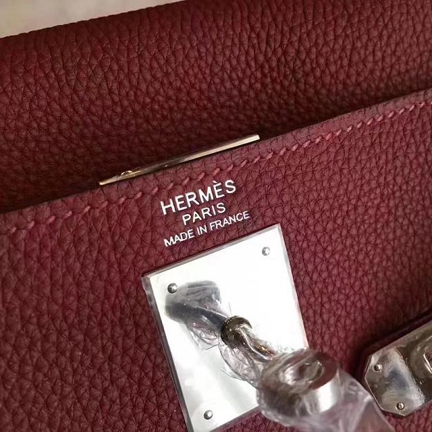 Hermes original togo leather kelly 28 bag K28 burgundy