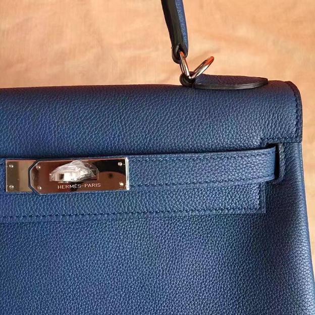 Hermes original togo leather kelly 28 bag K28 deep blue