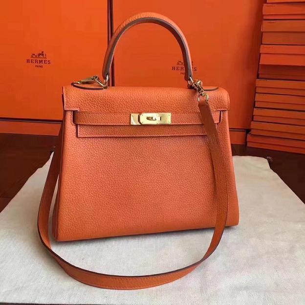 Hermes original togo leather kelly 28 bag K28 orange