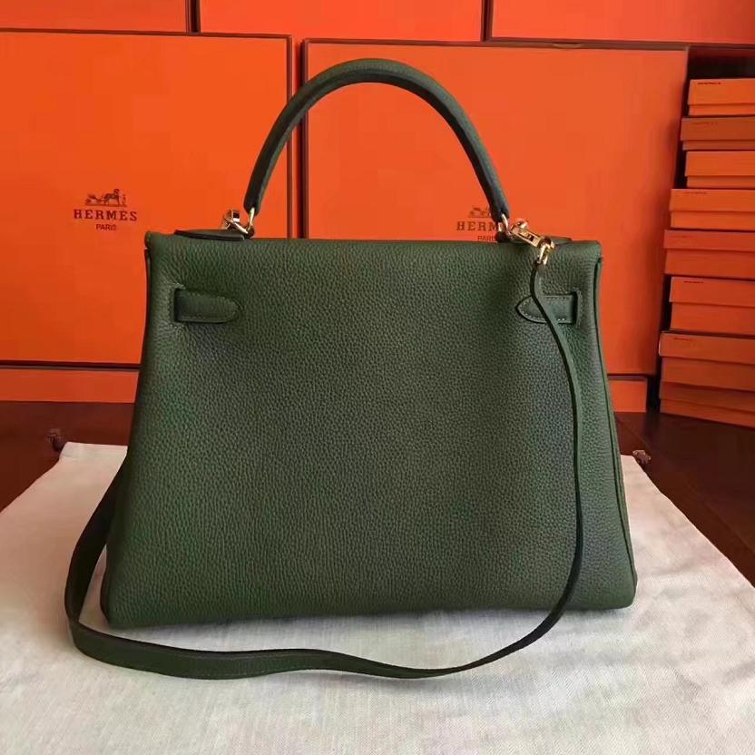 Hermes original togo leather kelly 32 bag K32 vert veronese