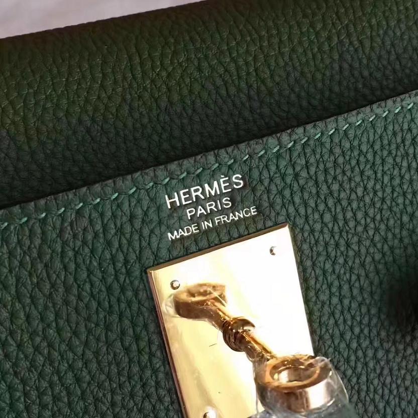 Hermes original togo leather kelly 32 bag K32 vert veronese