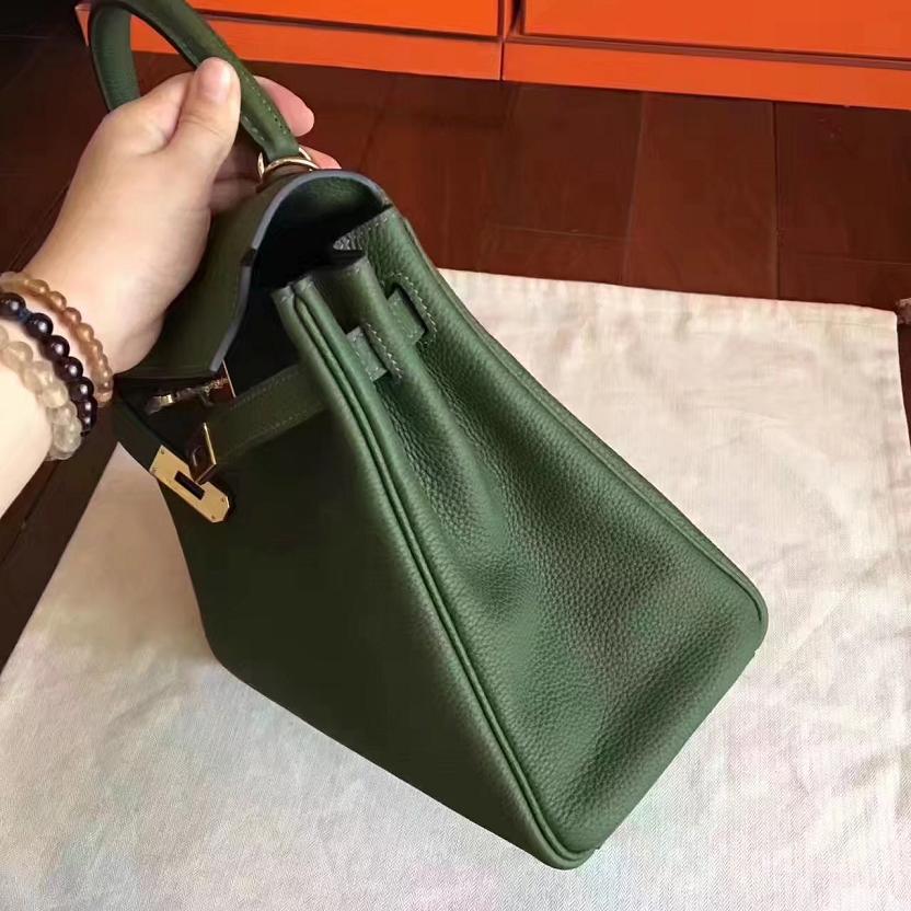 Hermes original togo leather kelly 32 bag K32 vert veronese