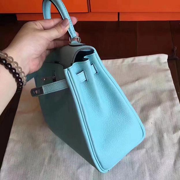 Hermes original togo leather kelly 32 bag K32 lake blue