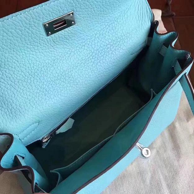 Hermes original togo leather kelly 32 bag K32 lake blue