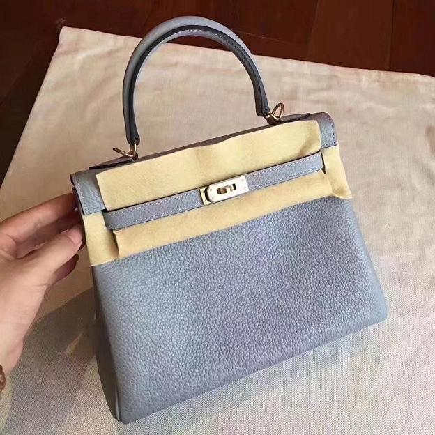 Hermes original togo leather kelly 32 bag K32 light blue