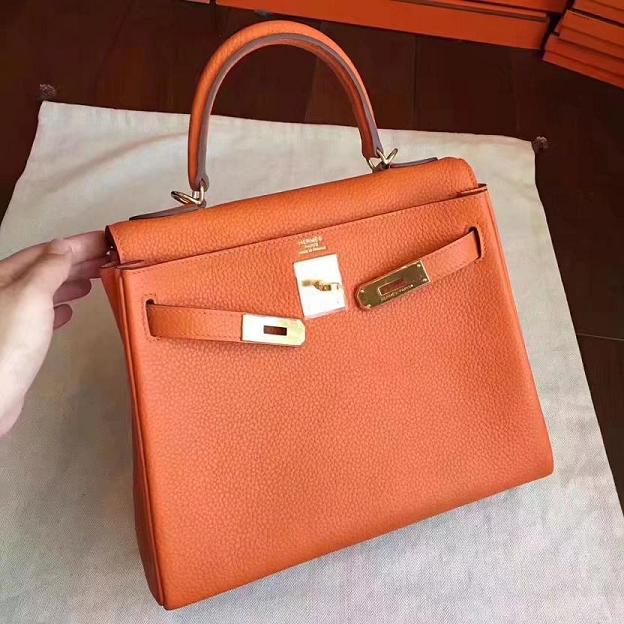 Hermes original togo leather kelly 32 bag K32 orange