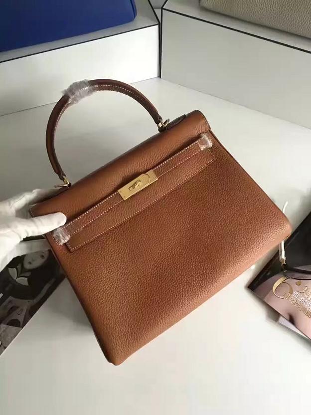 Hermes togo leather kelly 28 bag K028 coffee