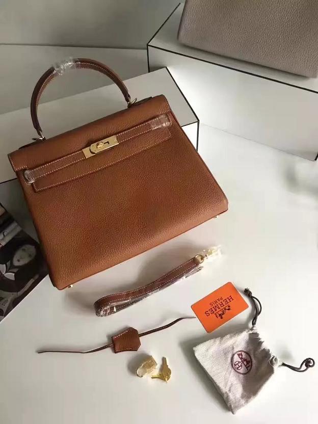 Hermes togo leather kelly 28 bag K028 coffee