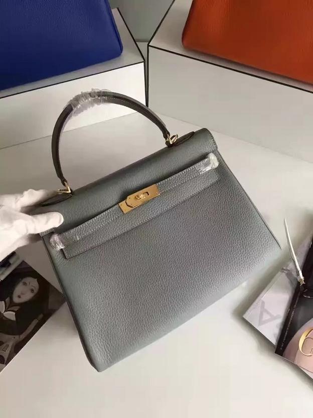 Hermes togo leather kelly 28 bag K028 gray