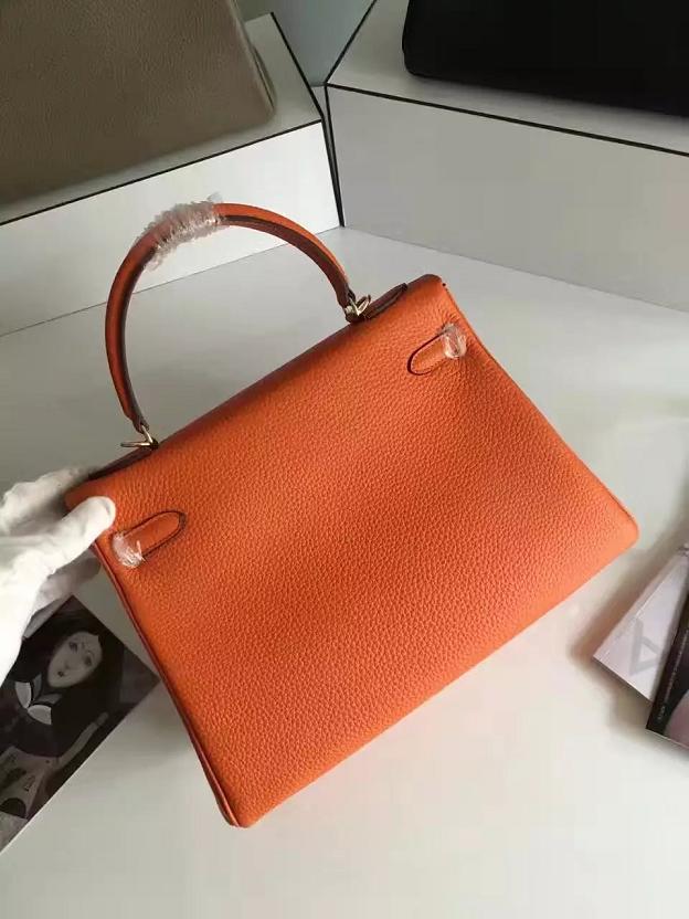 Hermes togo leather kelly 28 bag K028 orange