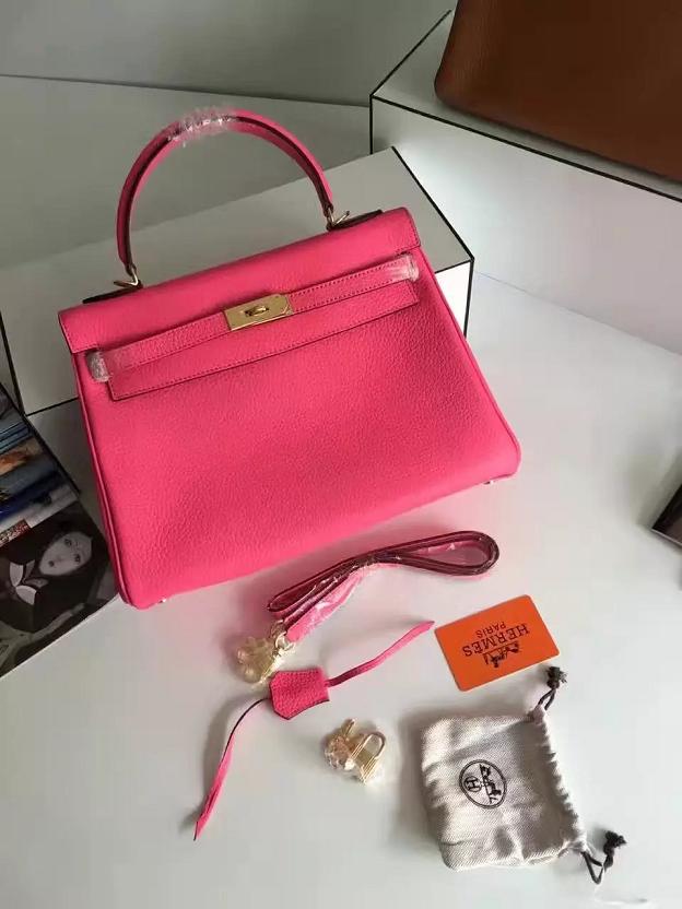 Hermes togo leather kelly 28 bag K028 rose red