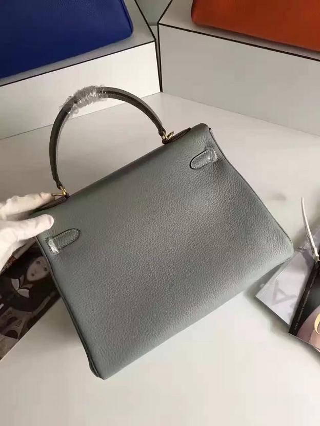 Hermes togo leather kelly 32 bag K032 light gray