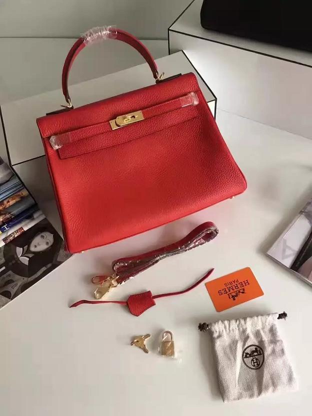 Hermes togo leather kelly 32 bag K032 red