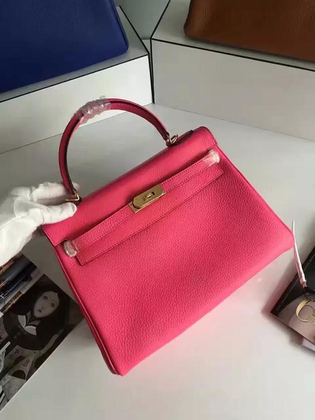 Hermes togo leather kelly 32 bag K032 rose red