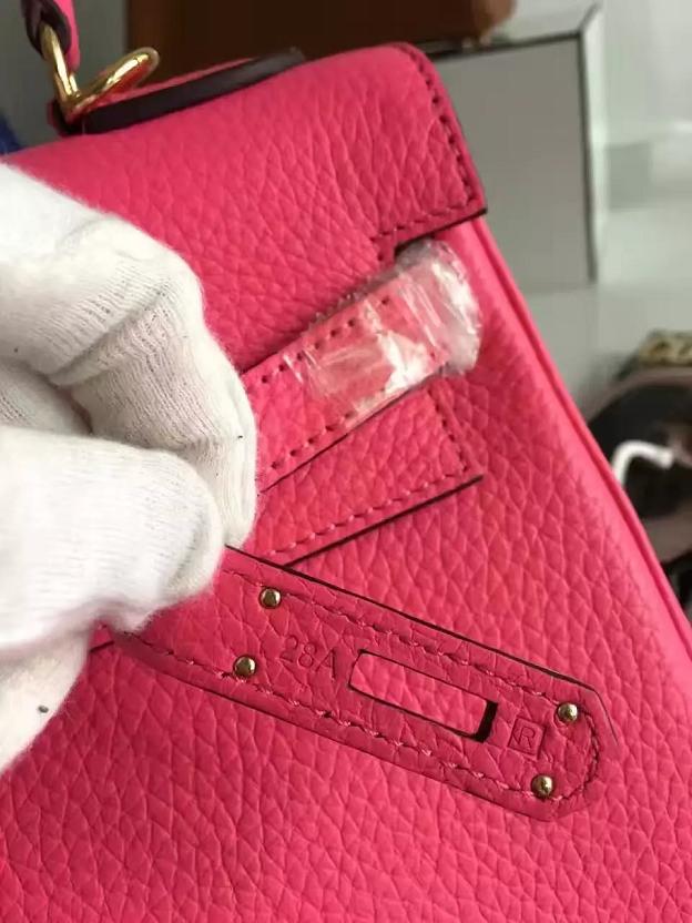 Hermes togo leather kelly 32 bag K032 rose red