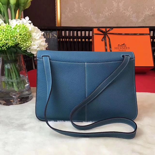 Hermes original togo leather halzan 31 bag H031 blue