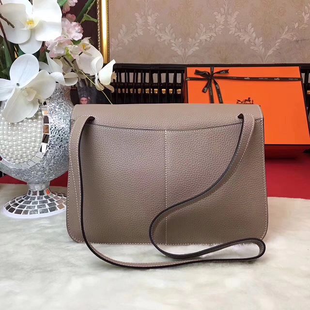 Hermes original togo leather halzan 31 bag H031 light gray