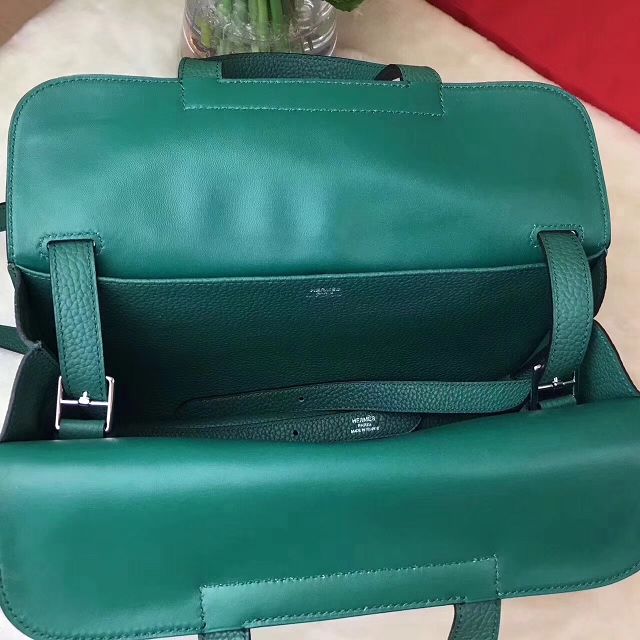 Hermes original togo leather halzan 31 bag H031 vert fonce