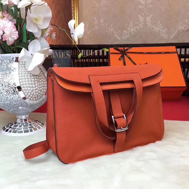 Hermes original togo leather halzan 31 bag H031 orange