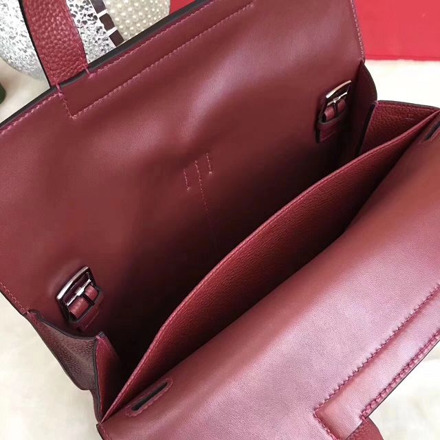 Hermes original togo leather halzan 31 bag H031 wine