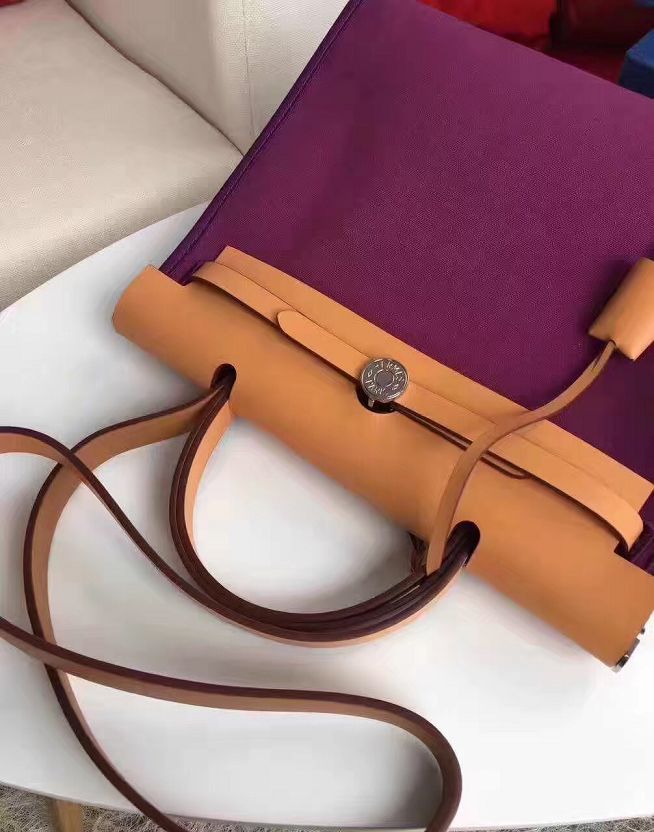 2017 hermes togo leather cabas her bag H31 coffee&purple