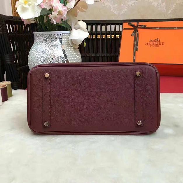 Hermes original epsom leather birkin 25 bag H25 burgundy