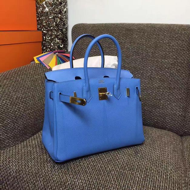 Hermes original epsom leather birkin 25 bag H25 blue