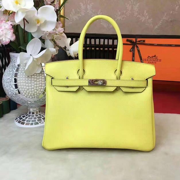 Hermes original epsom leather birkin 25 bag H25 lemon yellow