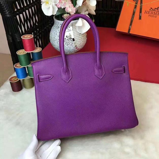 Hermes original epsom leather birkin 25 bag H25 purple