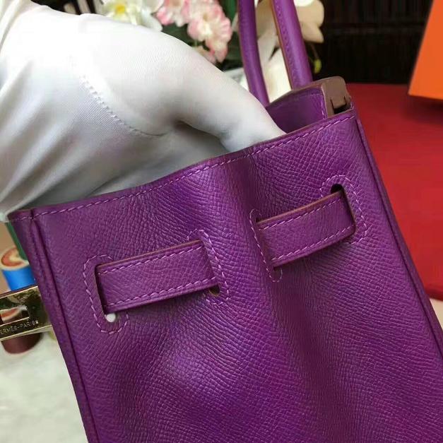 Hermes original epsom leather birkin 25 bag H25 purple