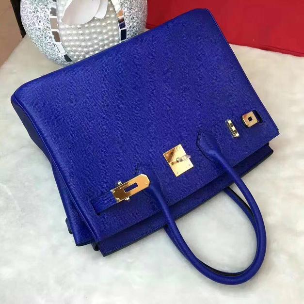 Hermes original epsom leather birkin 25 bag H25 royal blue